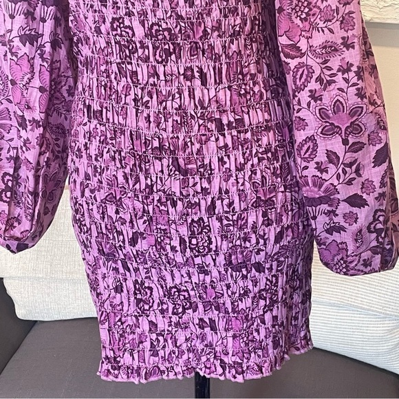 FREE PEOPLE Azalea Combo Smock It To Me Mini Dress Purple Long Sleeve Sz XS NWT - Picture 4 of 8